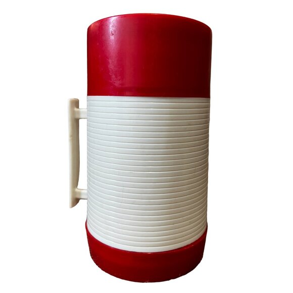 Vintage Aladdin Hy-Lo Thermos Bottle 1 Pint Complete Set Red & Cream Complete - Picture 5 of 9